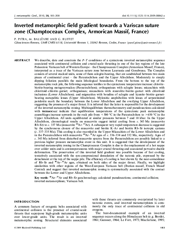 (PDF) Inverted metamorphic field gradient towards a Variscan suture ...