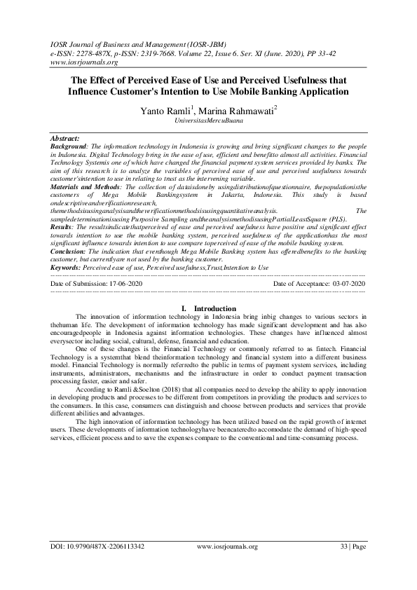 (PDF) The Effect of Perceived Ease of Use and Perceived Usefulness that ...