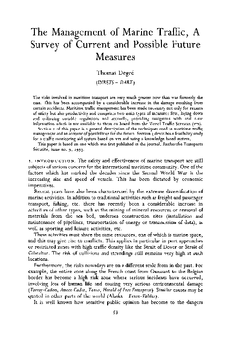 (PDF) The Management of Marine Traffic, A Survey of Current and ...