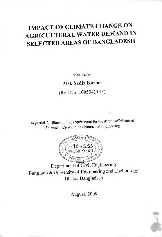 (PDF) Impact of climate change on agricultural water demand in selected ...