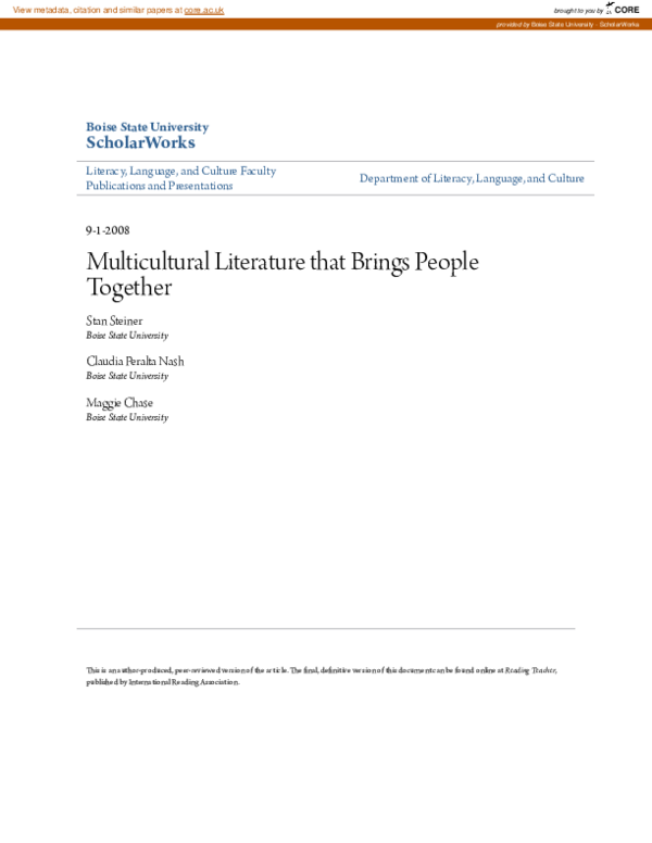 (PDF) Multicultural Literature That Brings People Together