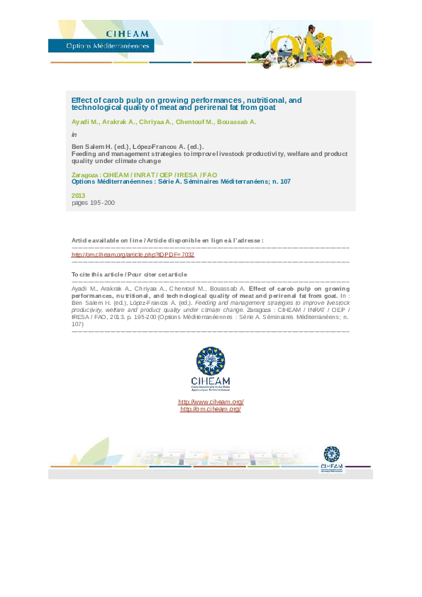 (PDF) Effect of carob pulp on growing performances, nutritional, and