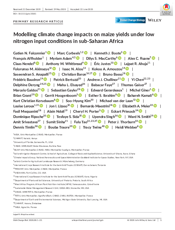 (PDF) Modelling climate change impacts on maize yields under low ...