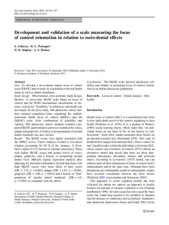 (PDF) Development and validation of a scale measuring self-efficacy of ...