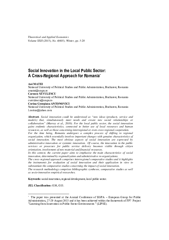 (PDF) Social Innovation in the Local Public Sector: A Cross-Regional ...
