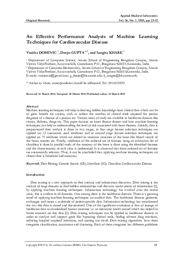 (PDF) An Effective Performance Analysis of Machine Learning Techniques ...