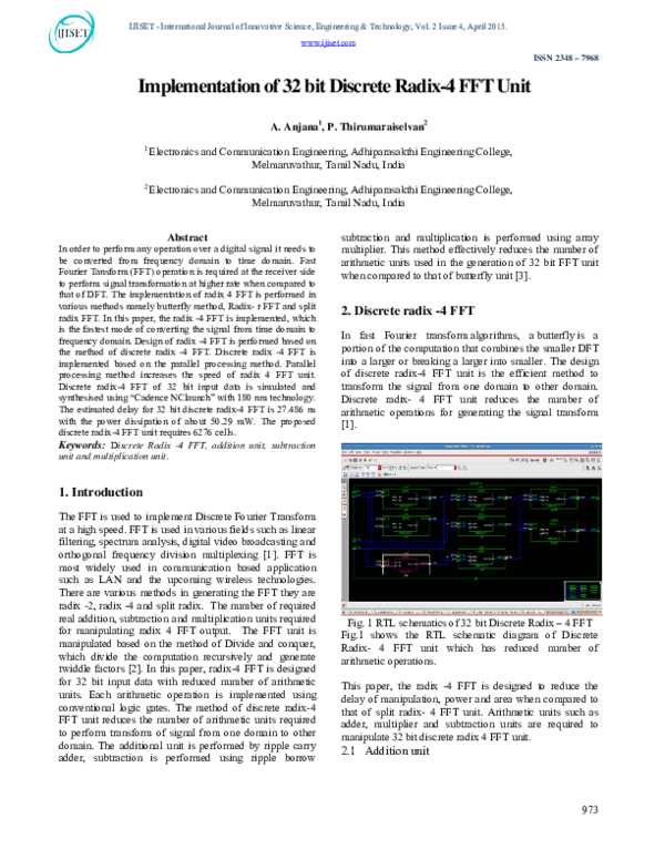 (PDF) Implementation of 32 bit Discrete Radix-4 FFT Unit