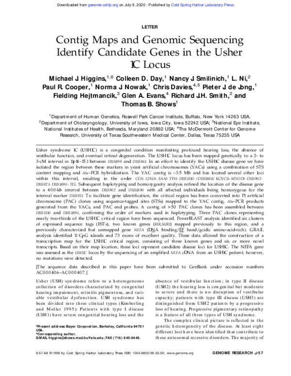 (PDF) Contig Maps and Genomic Sequencing Identify Candidate Genes in ...