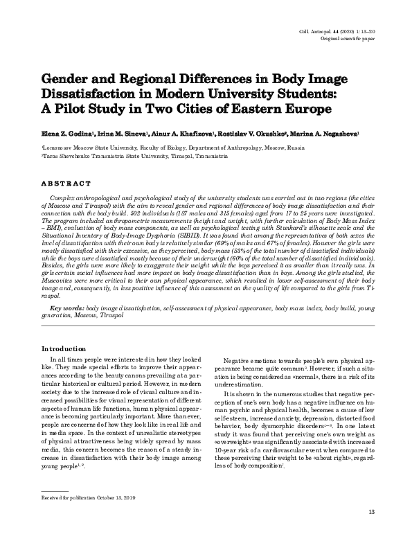 (PDF) Gender and Regional Differences in Body Image Dissatisfaction in ...
