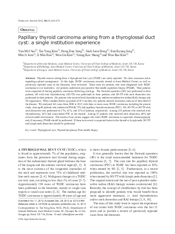 (PDF) Papillary thyroid carcinoma arising from a thyroglossal duct cyst ...