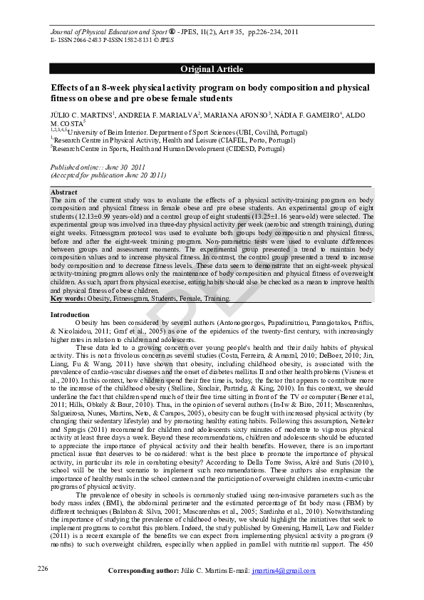 (PDF) Effects of an 8-week physical activity program on body ...