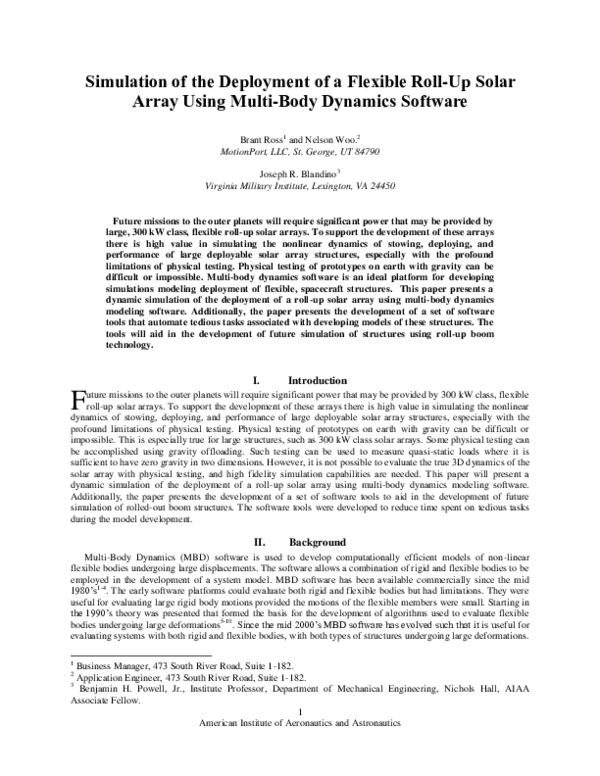 (PDF) Simulation of the Deployment of a Flexible Roll-Up Solar Array ...