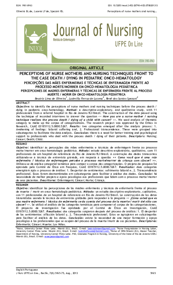 (PDF) Perceptions of nurse mothers and nursing techniques front to the ...