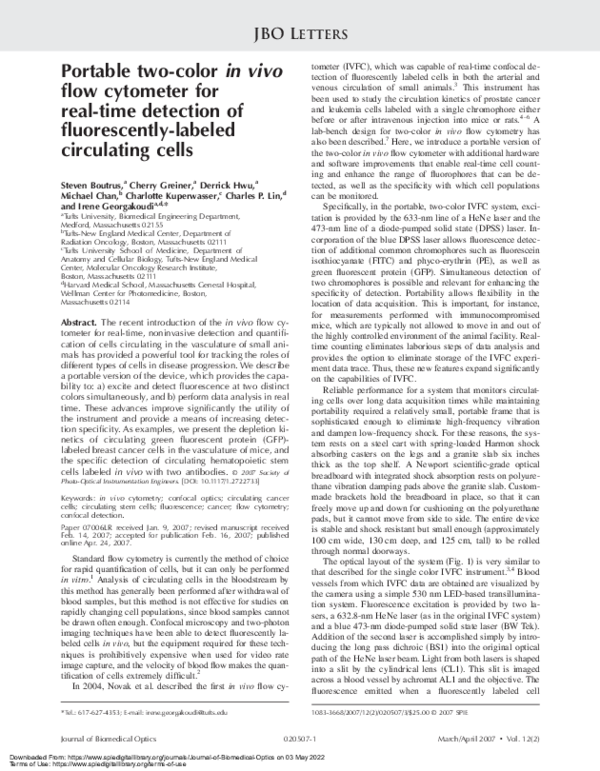 (PDF) Portable two-color in vivo flow cytometer for real-time detection ...