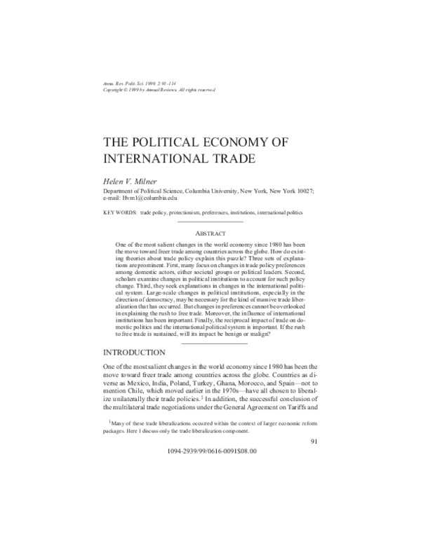 (PDF) The Political Economy of International Trade
