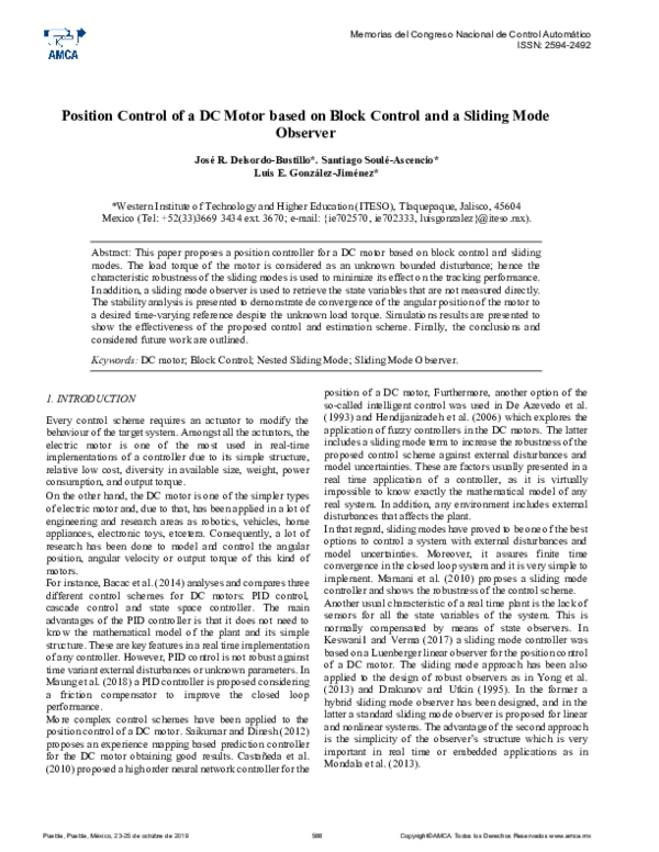 (PDF) Position Control of a DC Motor based on Block Control and a ...