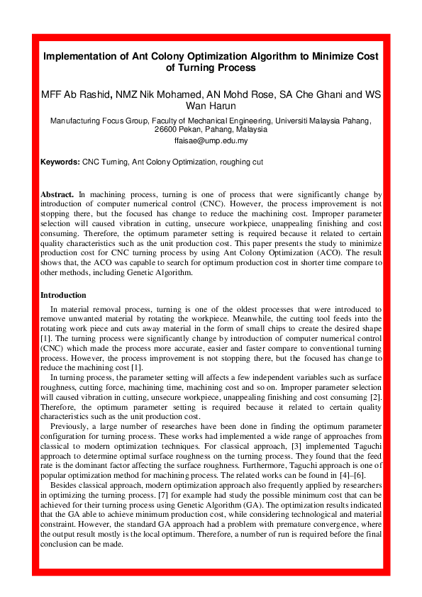 (PDF) Implementation of Ant Colony Optimization Algorithm to Minimize ...