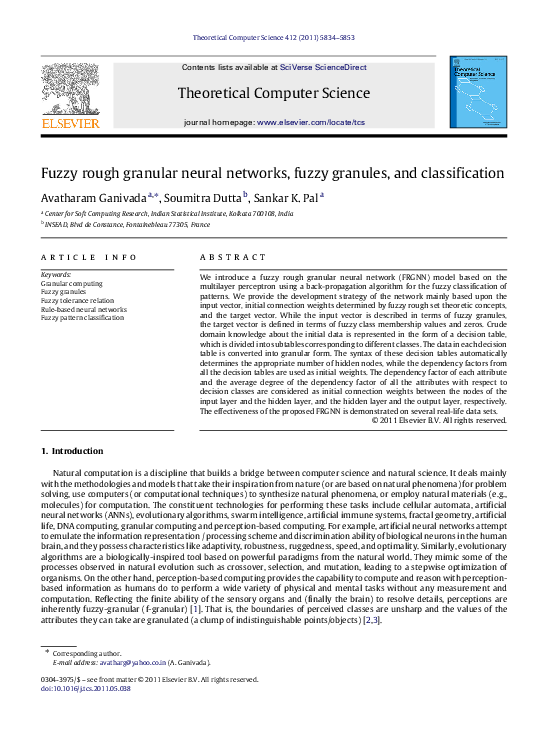 (PDF) Fuzzy rough granular neural networks, fuzzy granules, and ...
