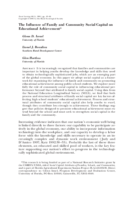 (PDF) The Influence of Family and Community Social Capital on ...