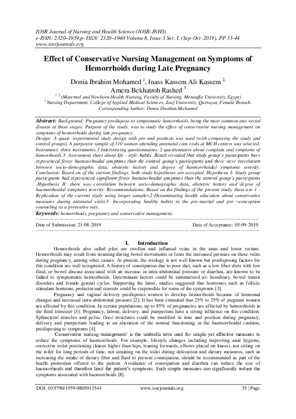 (PDF) Effect of Conservative Nursing Management on Symptoms of