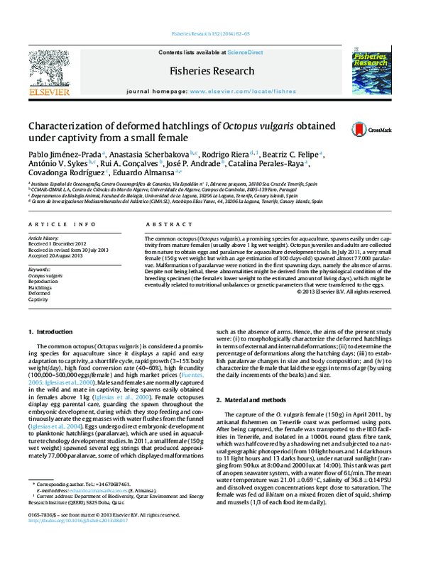 (PDF) Characterization of deformed hatchlings of Octopus vulgaris ...