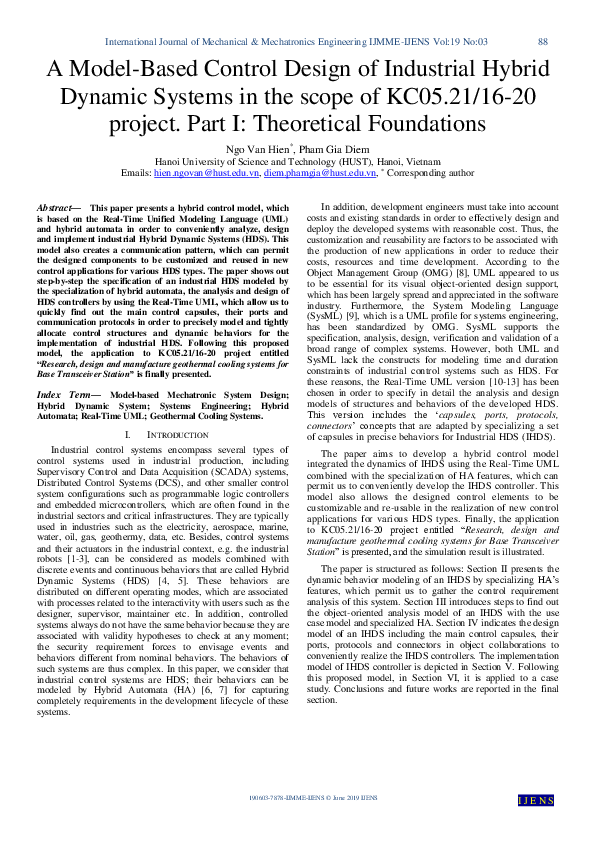 (PDF) A Model-Based Control Design of Industrial Hybrid Dynamic Systems ...
