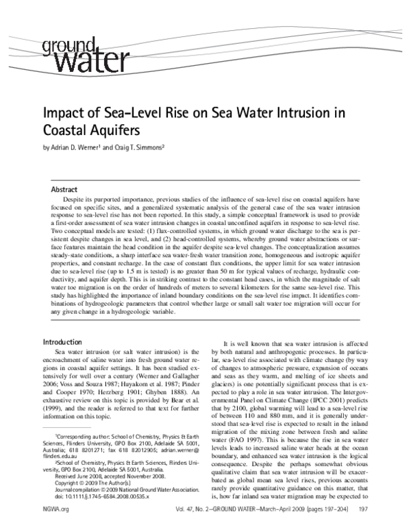 (PDF) Impact of Sea-Level Rise on Sea Water Intrusion in Coastal Aquifers
