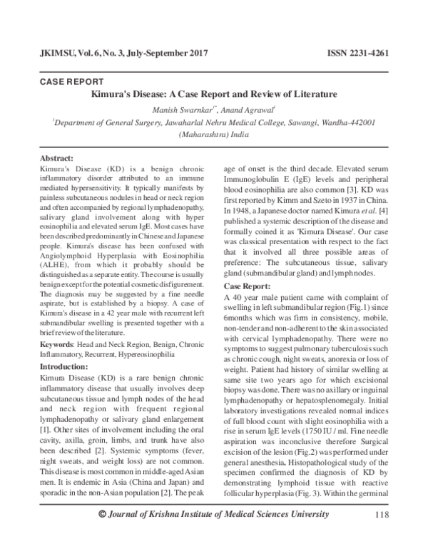 (PDF) Kimura's Disease A Case Report and Review of Literature manish