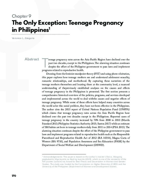 (PDF) The Only Exception: Teenage Pregnancy in Philippines (Updated)