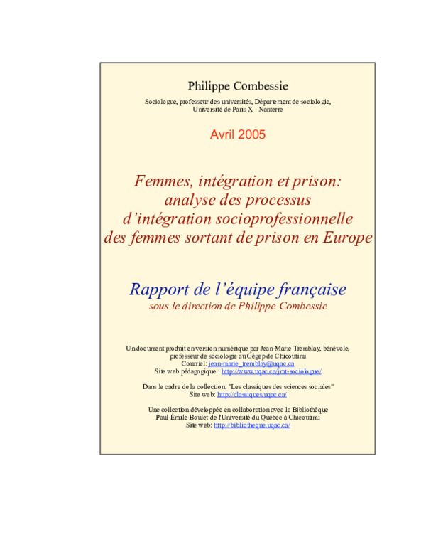 Femmes, intégration et prison