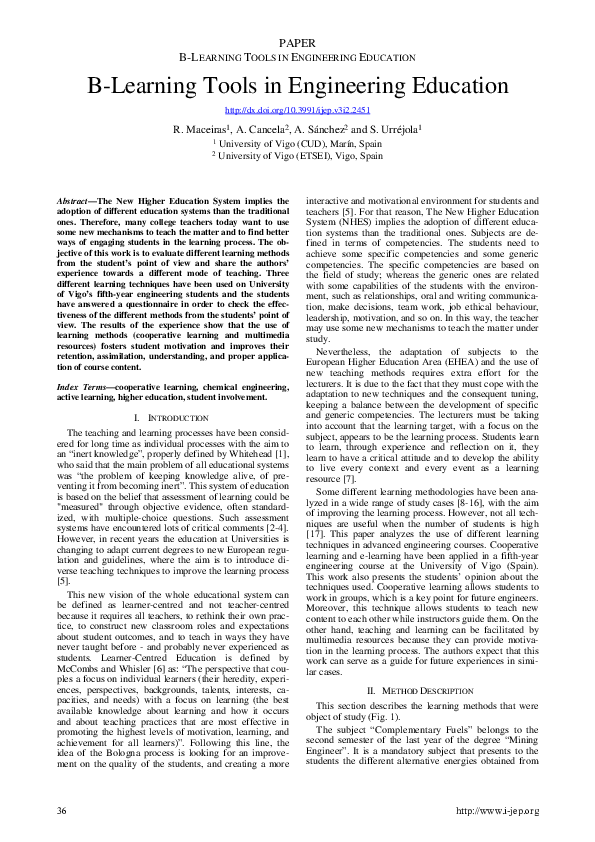(PDF) B-Learning Tools in Engineering Education