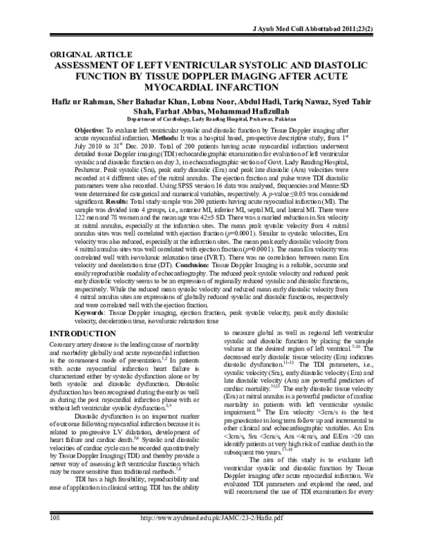 (PDF) Assessment of left ventricular systolic and diastolic function by ...