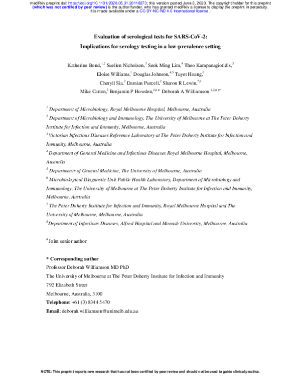 (PDF) Evaluation of serological tests for SARS-CoV-2: Implications for ...