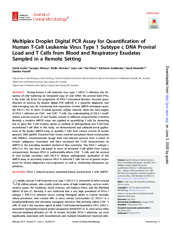 (PDF) A Multiplex Droplet Digital PCR Assay for Quantification of HTLV ...