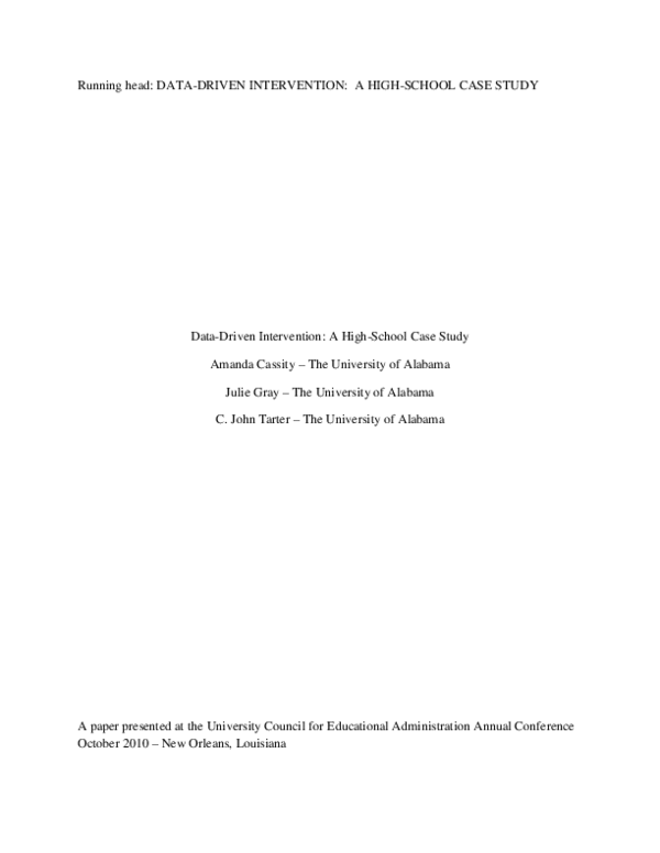 (PDF) Data-driven intervention: A high-school case study