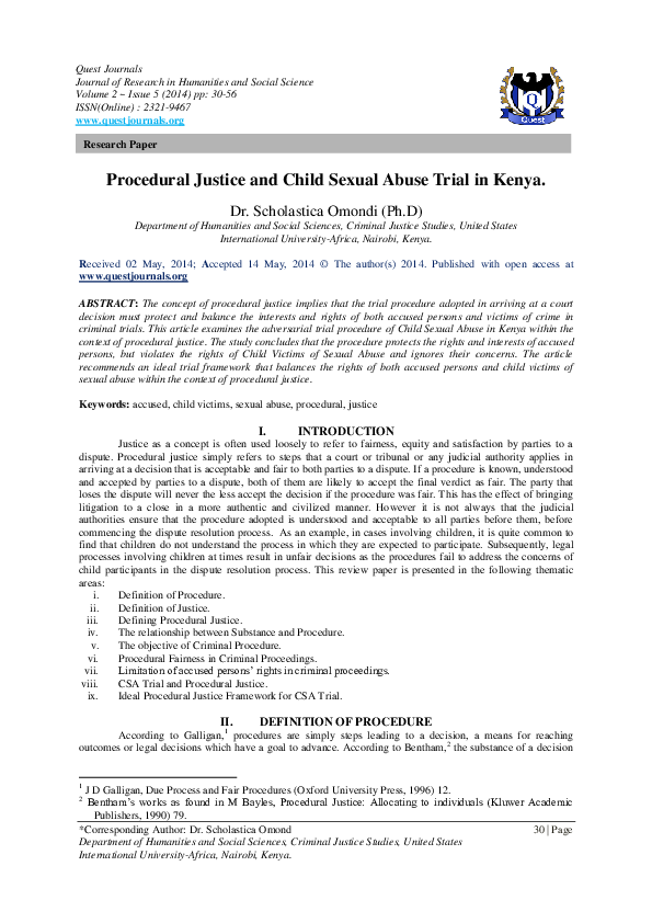 (PDF) Procedural Justice and Child Sexual Abuse Trial in Kenya
