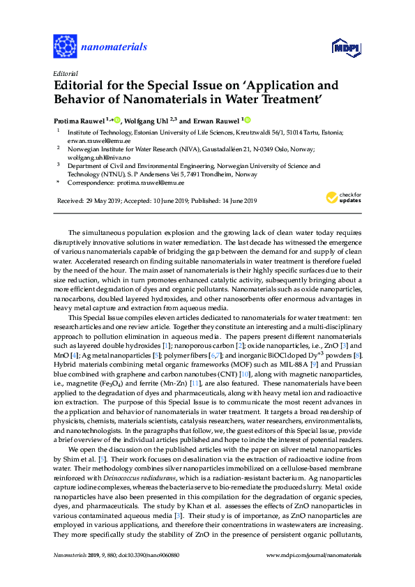 (PDF) Editorial for the Special Issue on ‘Application and Behavior of ...