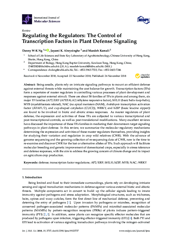 (PDF) Regulating the Regulators: The Control of Transcription Factors ...