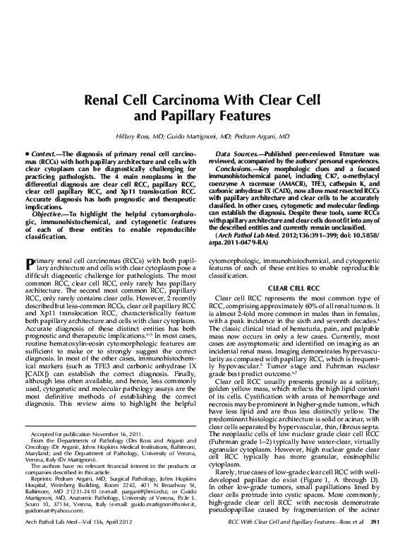 (PDF) Renal Cell Carcinoma With Clear Cell and Papillary Features