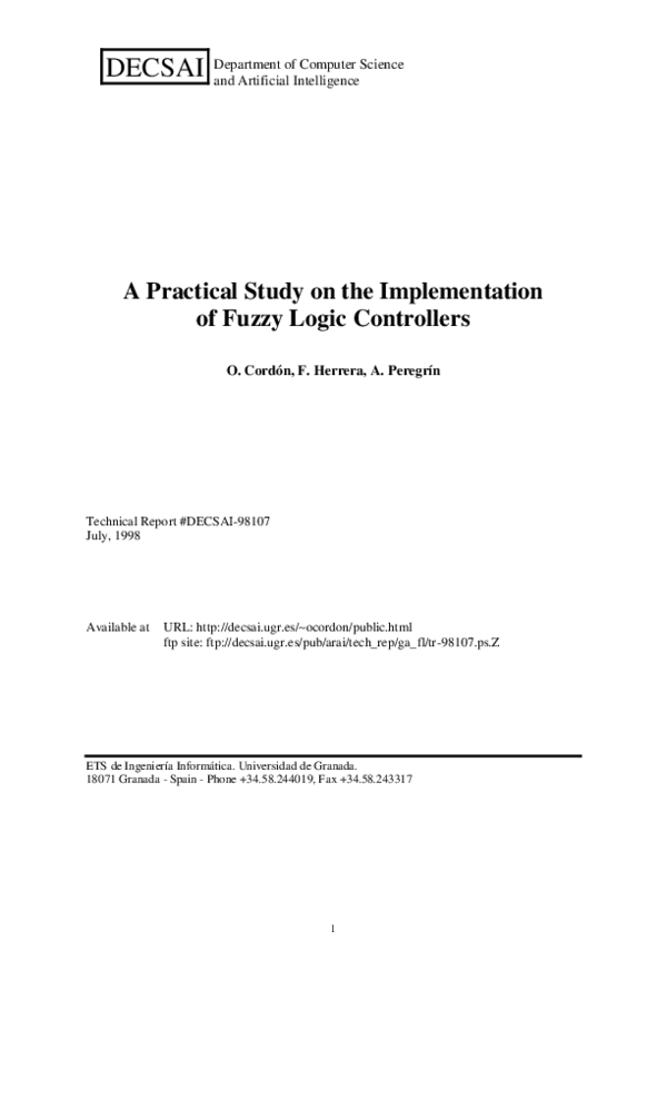 (PDF) A practical study on the implementation of fuzzy logic controllers