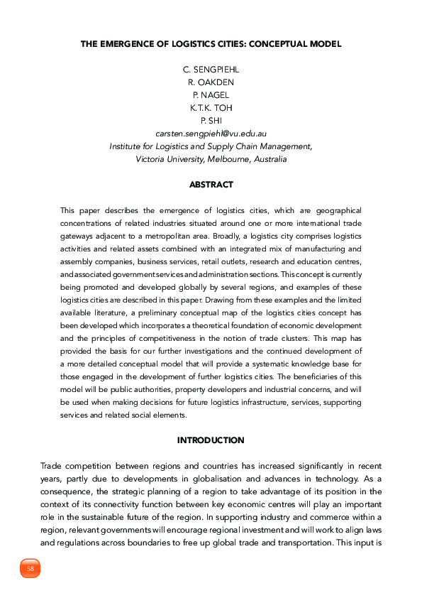 (PDF) The emergence of logistics cities: Conceptual model