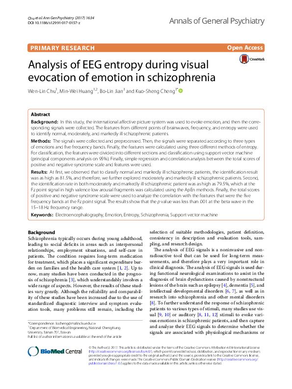 (PDF) Analysis of EEG entropy during visual evocation of emotion in ...