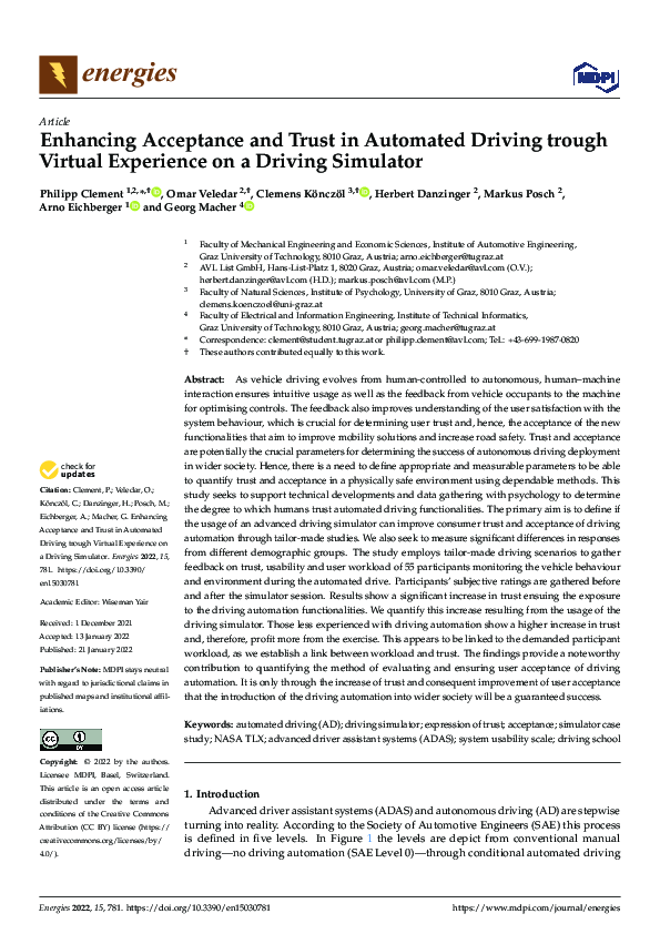  PDF Enhancing Acceptance And Trust In Automated Driving Trough 