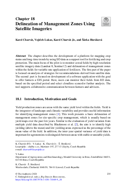 (PDF) Delineation of Management Zones Using Satellite Imageries