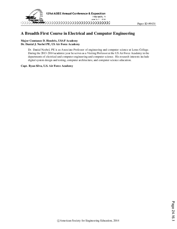 (PDF) A Breadth First Course in Electrical and Computer Engineering