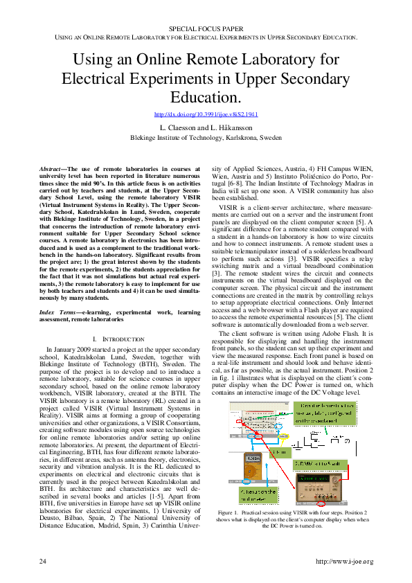 (PDF) Using an Online Remote Laboratory for Electrical Experiments in ...
