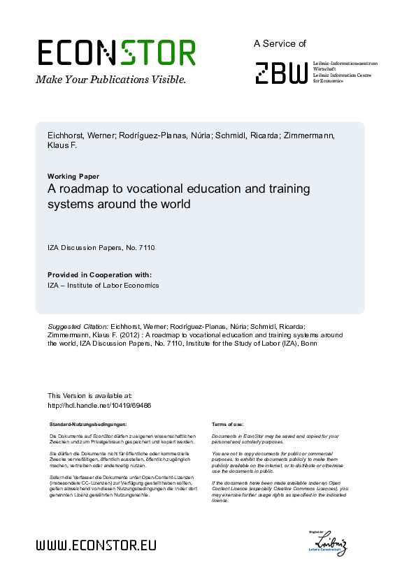(PDF) A Roadmap to Vocational Education and Training Systems Around the ...