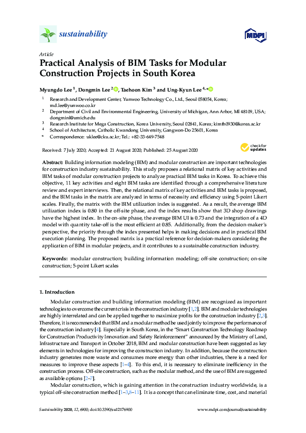 (PDF) Practical Analysis of BIM Tasks for Modular Construction Projects ...