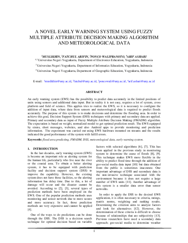 (PDF) A Novel Early Warning System Using Fuzzy Multiple Attribute ...