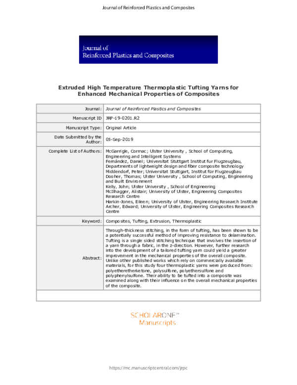 (PDF) Extruded high-temperature thermoplastic tufting yarns for ...